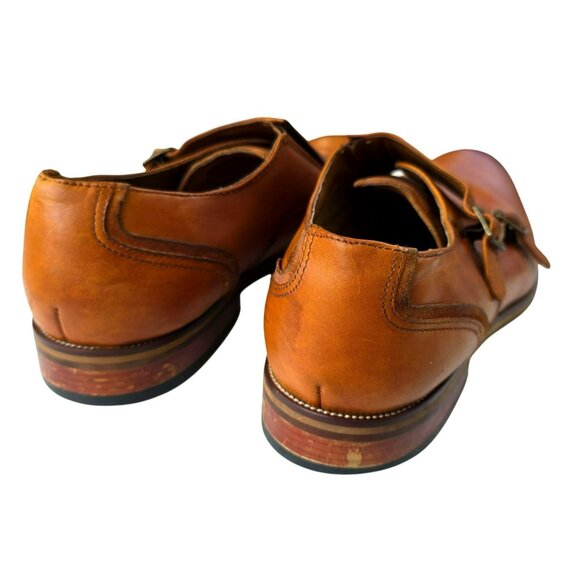 Brown ALDO Mens Monk Strap Leather Shoes Size 10 Cognac JJJ4106 - Picture 7 of 14